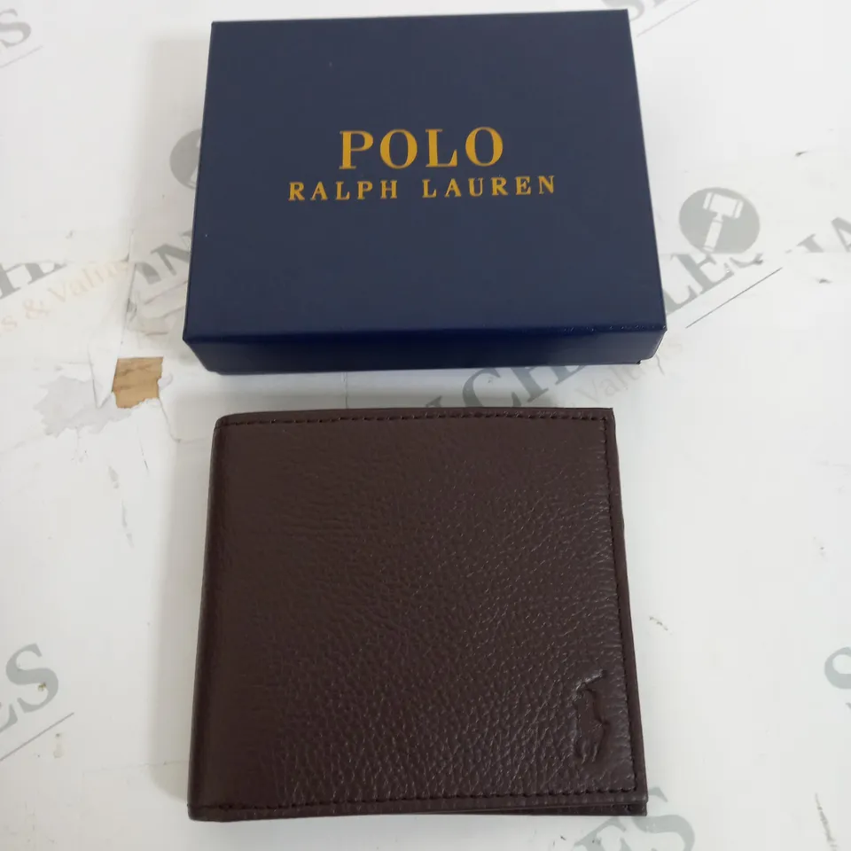 POLO RALPH LAUREN FAUX LEATHER BROWN  WALLET 