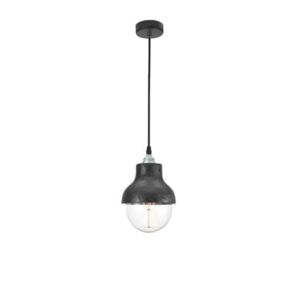 BOXED NOVA LUCE MALTA 1 CEILING DOME PENDANT LIGHT BLACK CONCRETE