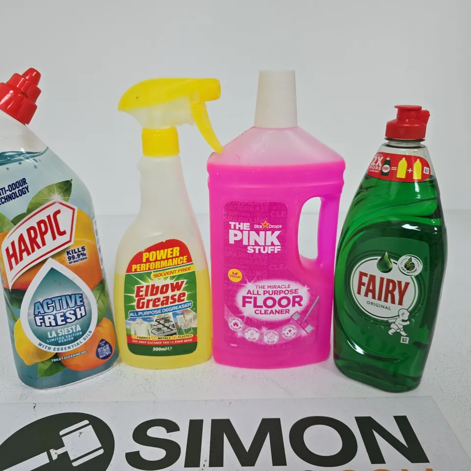 APPROXIMATELY 10 ASSORTED HOUSEHOLD ITEMS TO INCLUDE FAIRY , ELBOW GREASE AND THE PINK STUFF
