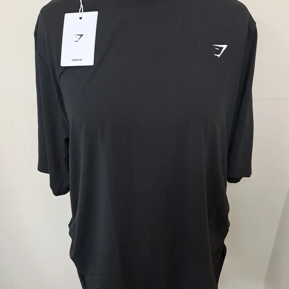 GYMSHARK OVERSIZED RUCHED T-SHIRT IN BLACK - M OVERSIZED