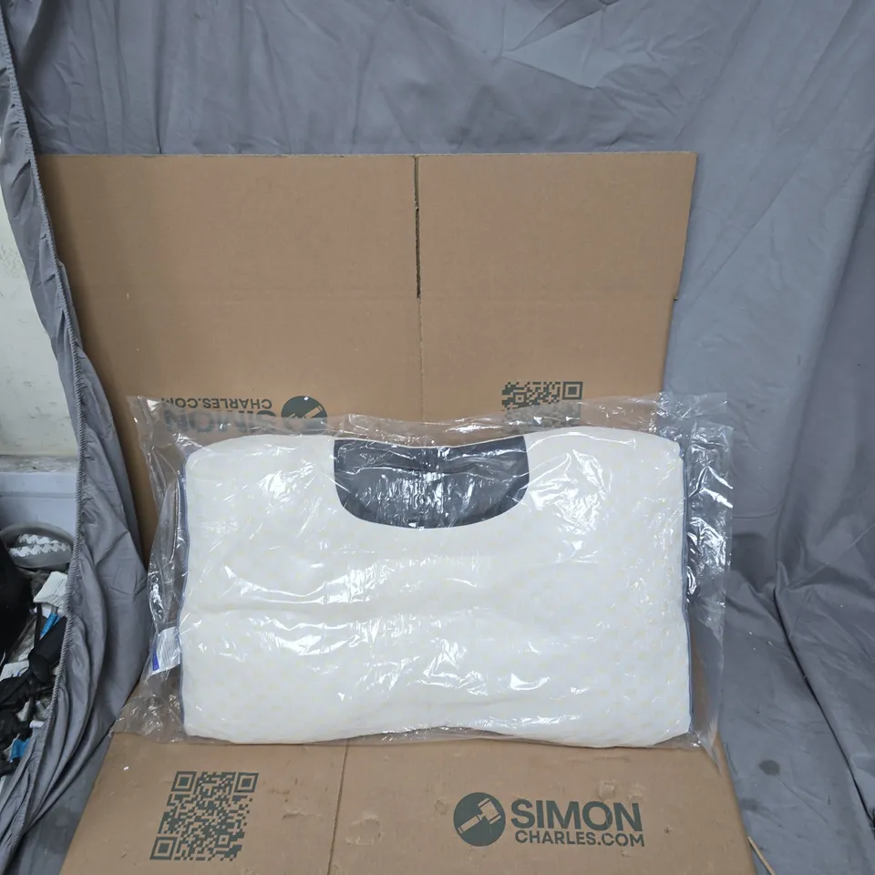 WHITE UPHOLSTERY CUSHION WITH BLACK ACCENT – PROTECTIVE WRAP 