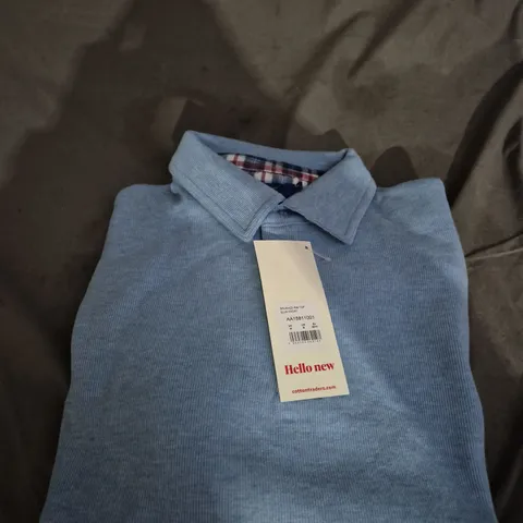 COTTON TRADERS LIGHT BLUE LONG SLEEVED POLO SHIRT – MEN'S CLOTHING - SIZE M