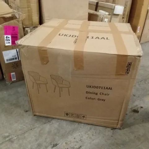 BOXED SET OF 2 DESIGNER DINING CHAIRS - GREY (1 BOX)