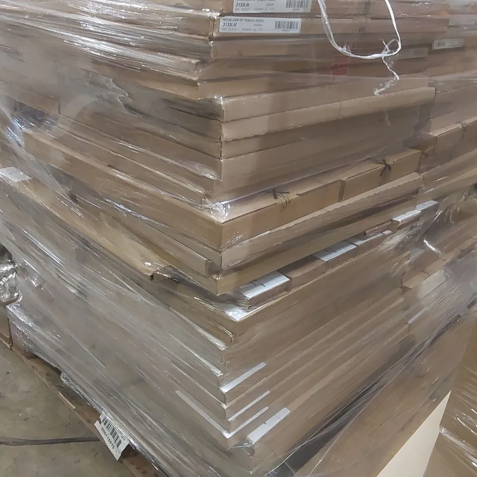 PALLET CONTAINING A LARGE QUANTITY OF ASSORTED BATHROOM FURNITURE PARTS INCLUDING: BASE UNIT, PENTLAND LAGOON MIST FRAMED MIRRORS ECT