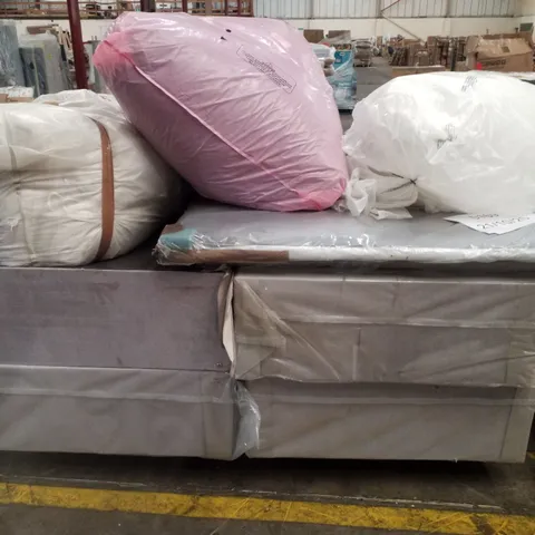 PALLET CONTAINING ASSORTED BED PARTS INCLUDING DIVEN BASES, HEADBOARD & PILLOWS