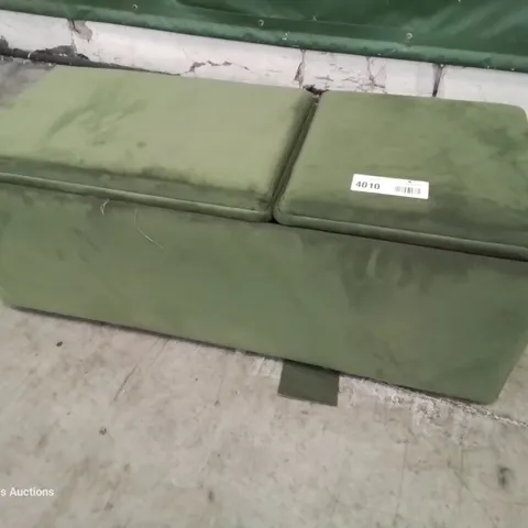 QUALITY BRITISH DESIGNER LOUNGE Co. STORAGE FOOTSTOOL PLUSH GREEN FABRIC