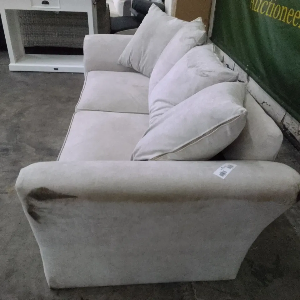 QUALITY DESIGNER 3 SEATER SOFA - LIGHT GREY FABRIC 
