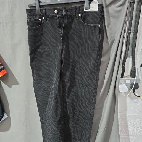ABERCROMBIE & FITCH THE BAGGY JEANS - BLACK ZEBRA PATTERN, LOW RISE, WAIST 26 (UK 6)