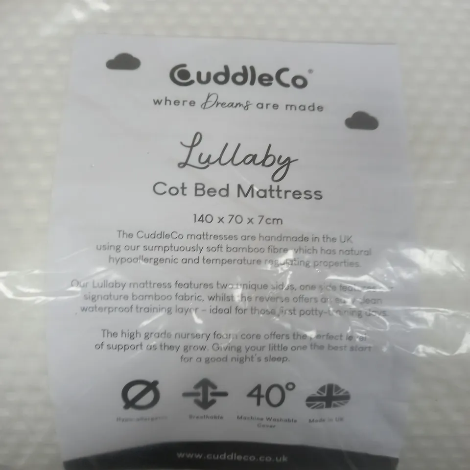 BAGGED CUDDLECO LULLABY COT BED MATTRESS - 140X170X7CM