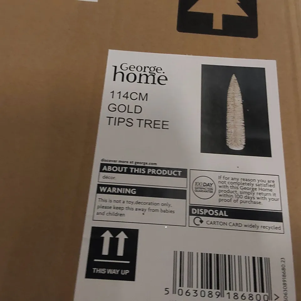 PALLET OF APPROXIMATELY 12 BOXES OF BRAND NEW 114CM GOLD TIPPED CHRISTMAS TREES
