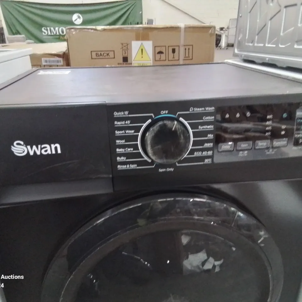 SWAN 9KG 1400 SPIN FREESTANDING WASHING MACHINE IN BLACK