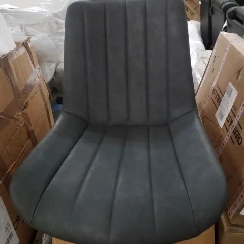 BOXED SET OF 2 GREY FAUX LEATHER DINING CHAIRS 