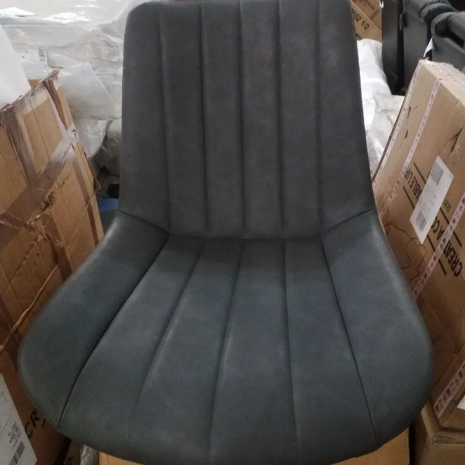 BOXED SET OF 2 GREY FAUX LEATHER DINING CHAIRS 