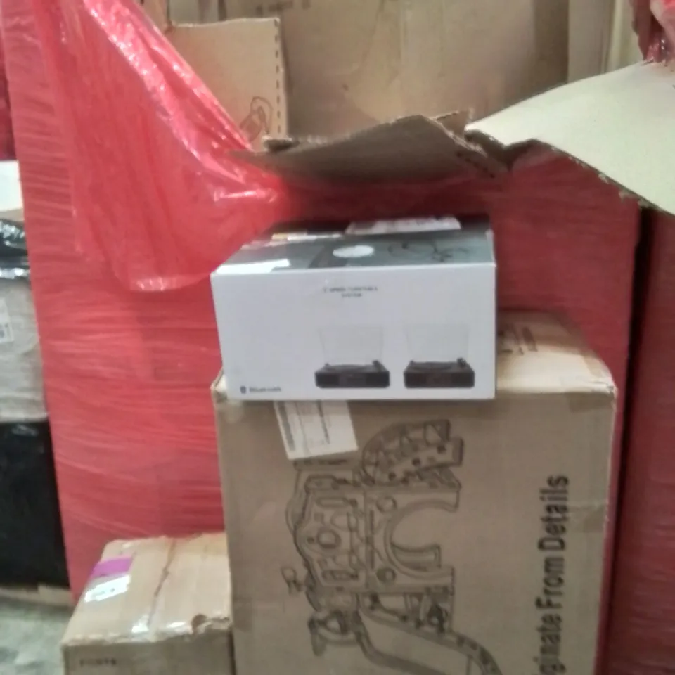 PALLET OF ASSORTED HOUSEHOLD GOODS AND PRODUCTS TO INCLUDE;SLIDE,AIR COOLER,TURNTABLE SYSTEM 