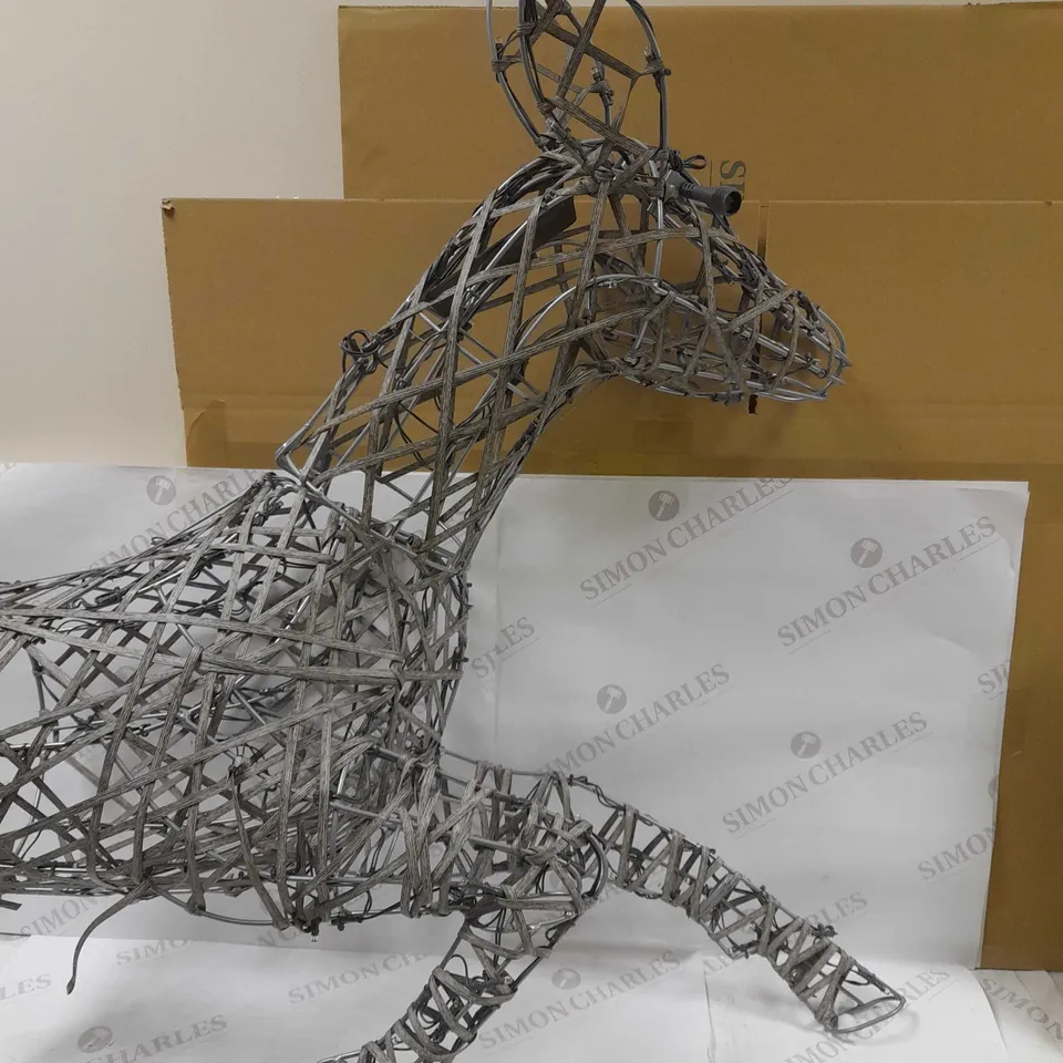 1.5M GREY RATTAN DEER WITH TIMER-ICE WHITE LEDS