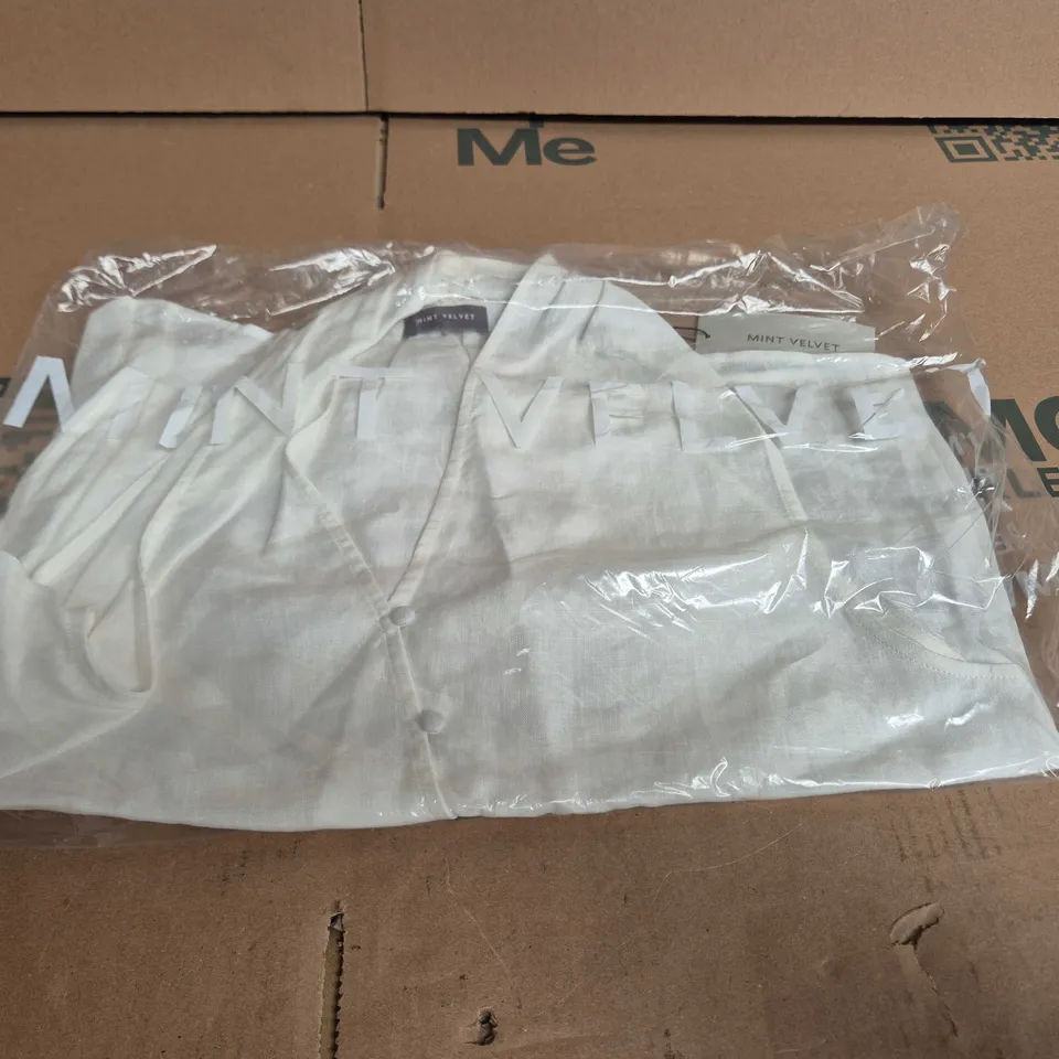 MINT VELVET WOMEN'S IVORY LINEN HALTER TOP - SIZE L