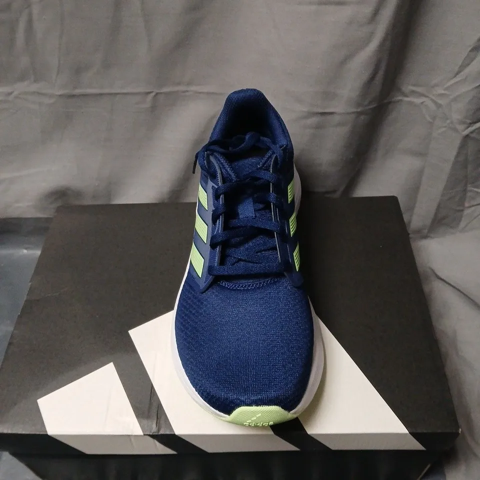 ADIDAS RUNNING SHOES – NAVY/NEON GREEN – BOXED UK SIZE 8