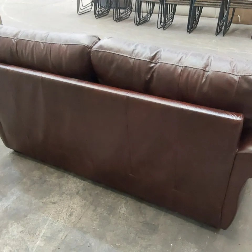 DESIGNER VANTAGE 3 SEATER LEATHER SOFA - CHESNUT