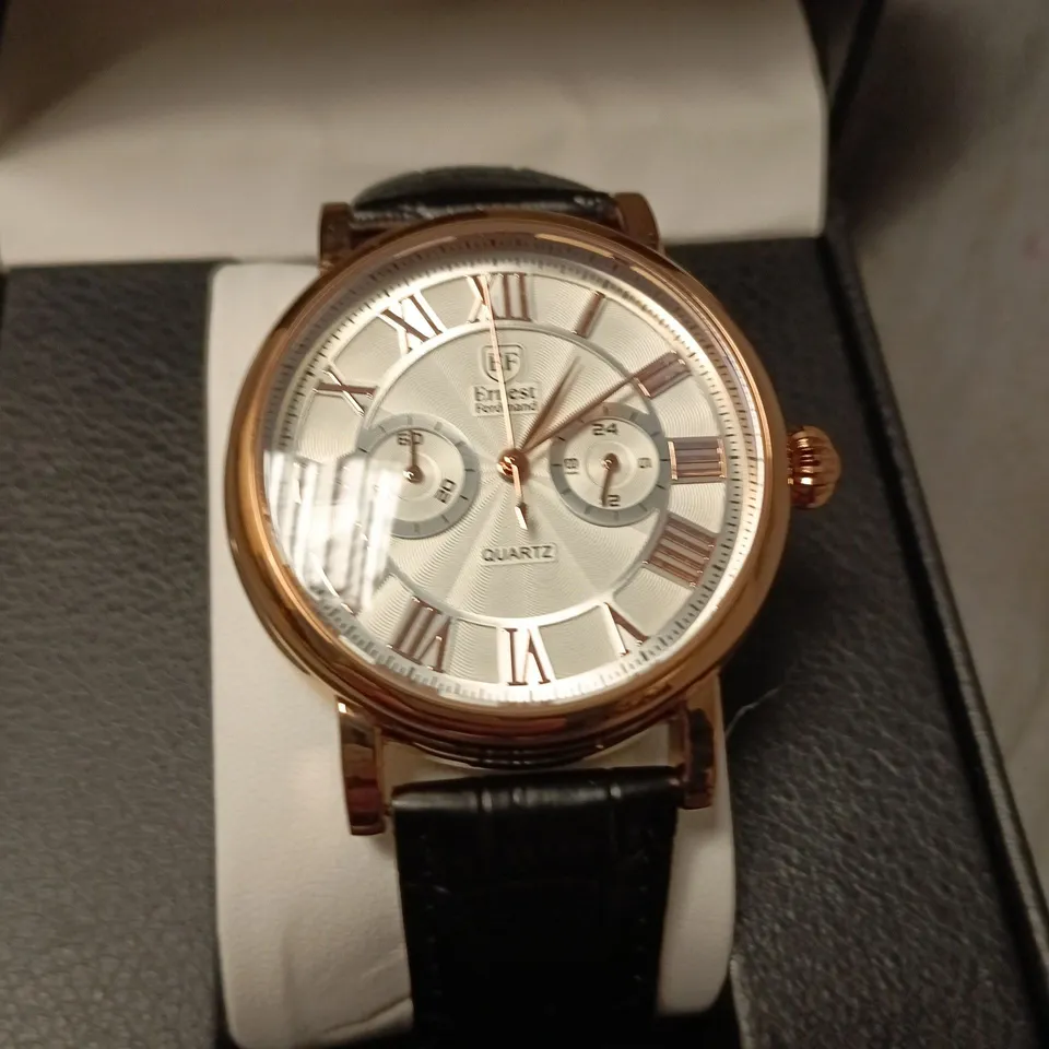 ERNEST FERDINAND WATCH – FUNCTIONING SUB DIALS – LEATHER STRAP –  GIFT BOX