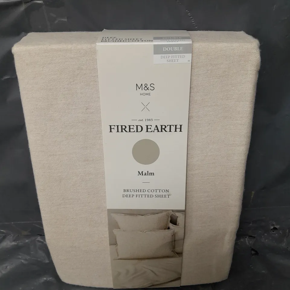 M&S HOME FIRED EARTH MALM BRUSHED COTTON DEEP FITTED SHEET