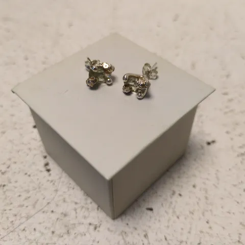 RUTH TOMLINSON SILVER-TONE GEMSTONE STUD EARRINGS – BOXED