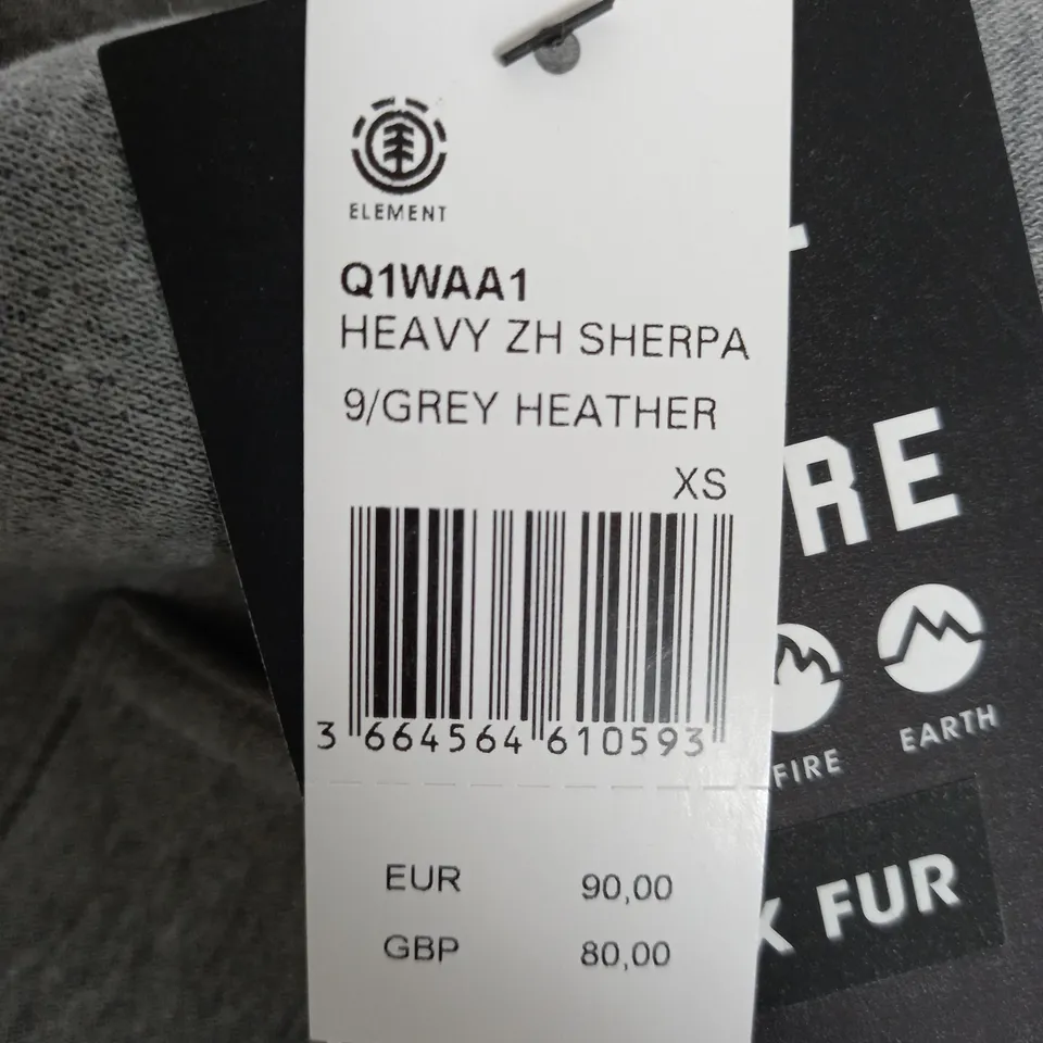 ELEMENT HEAVY SHERPA ZHD HOODIE IN GREY HEATHER - XS