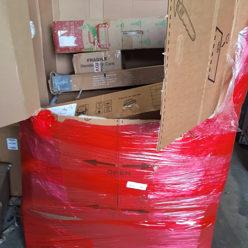 PALLET OF ASSORTED HOUSEHOLD ITEMS TO INCLUDE 180CM FAUX FICUS TREE, SCOOTER AND PRUNING SHEARS