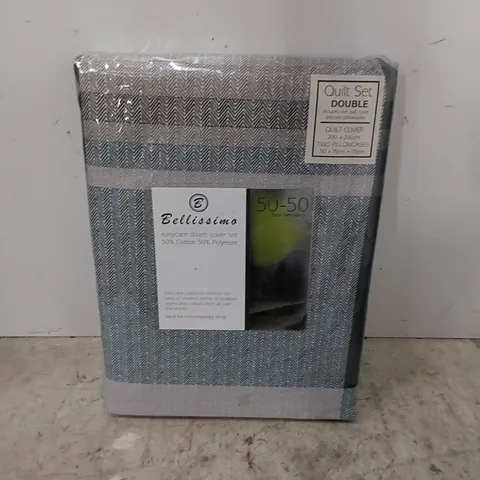 BAGGED FARROW BLUE/WHITE PERCALE MODERN & CONTEMPORARY DUVET COVER SET // SIZE: DOUBLE 