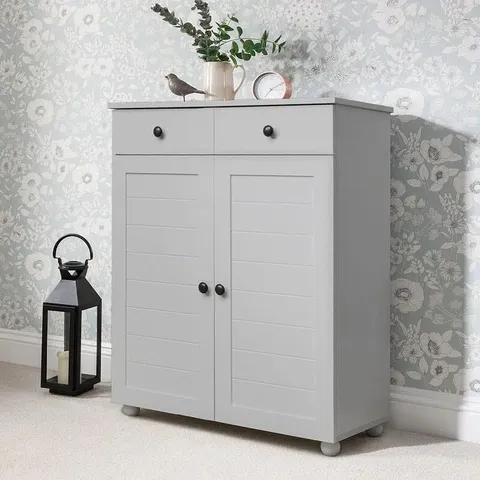BOXED ASCOT 8 PAIR SHOE STORAGE CABINET - MIST GREY (1 BOX)