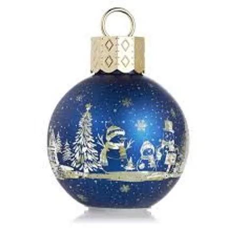 HOME STORIES 20CM PRE-LIT ROTATING CHRISTMAS SCENE BAUBLE - GREEN
