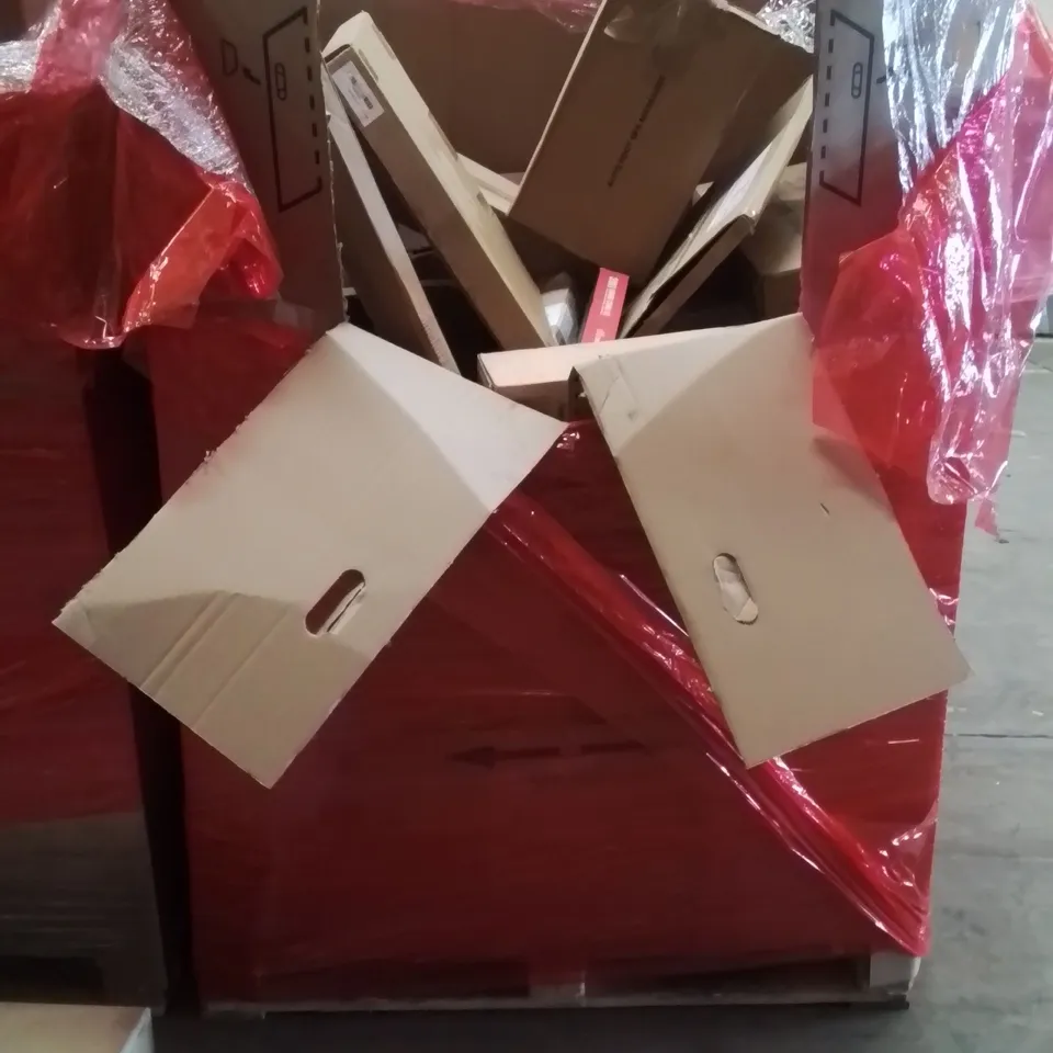 PALLET CONTAINING VARIOUS ASSORTED ITEMS TO INCLUDE:DRYWALL SANDER, ELECTRIC GRILL,SHOE STORAGE BOXES, RECORD PLAYER SUITCASE AND OTHER ASSORTED ITEMS...