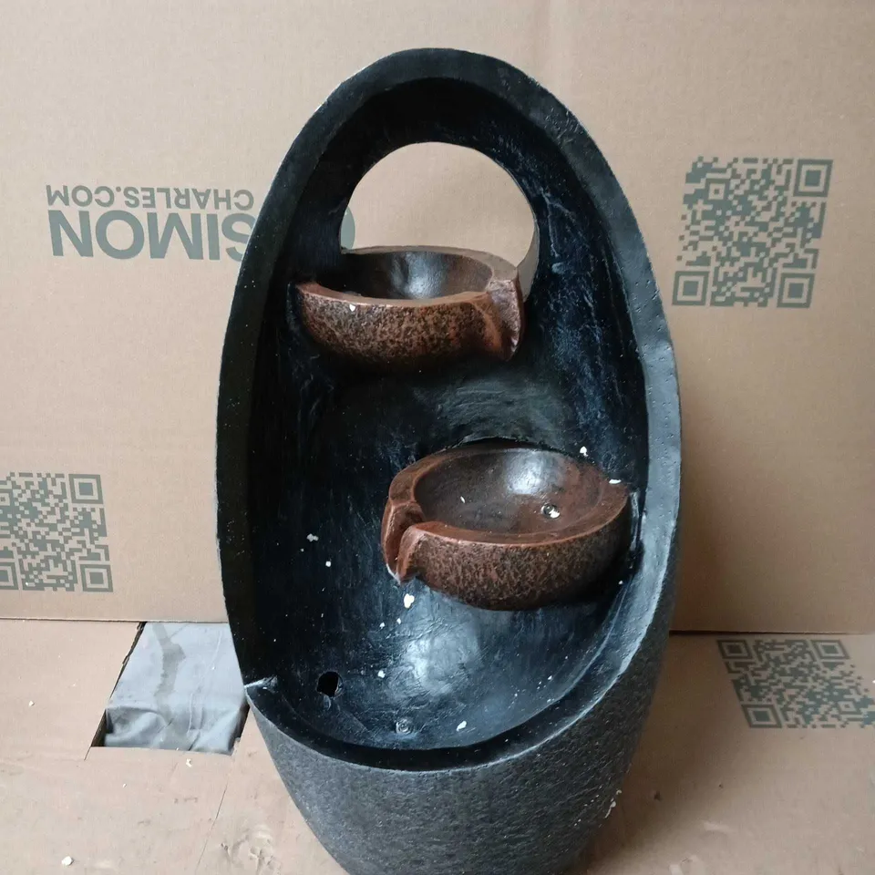 GARDEN ORNAMENT OVAL SHAPED LAYERED, CASCADING FOUNTAIN BOXED