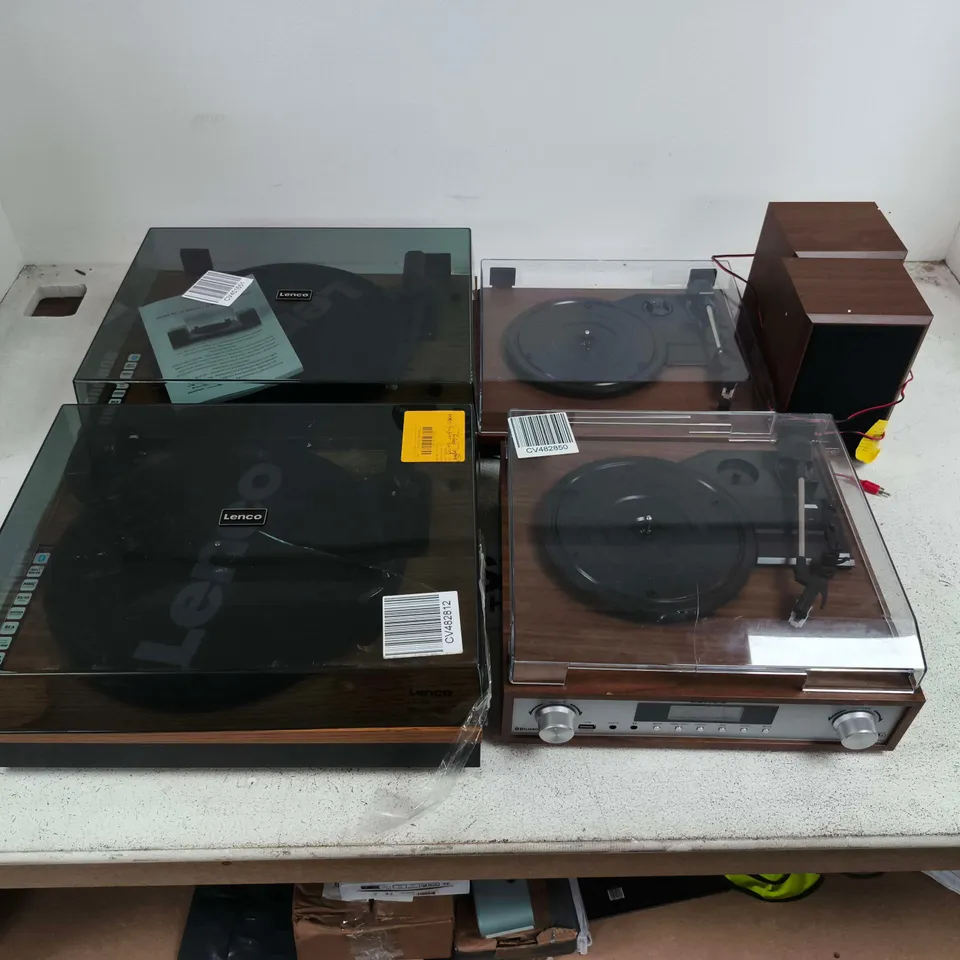 LOT OF 10 ASSORTED LENCO AUDIO ITEMS TO INCLUDE VARIOUS MODELS OF TURNTABLES WITH SPEAKERS