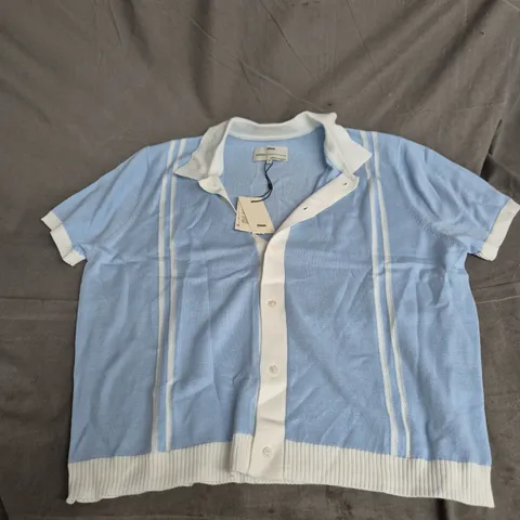 33MM KNITTED PANEL SHIRT – BLUE/WHITE – SIZE S