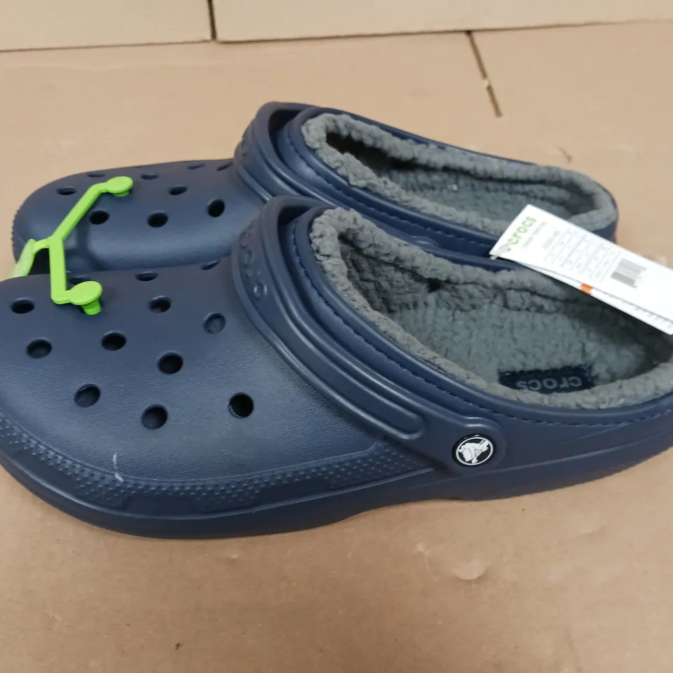 PAIR OF CROCS CLASSIC LINED CLOGS IN NAVY - UK M12