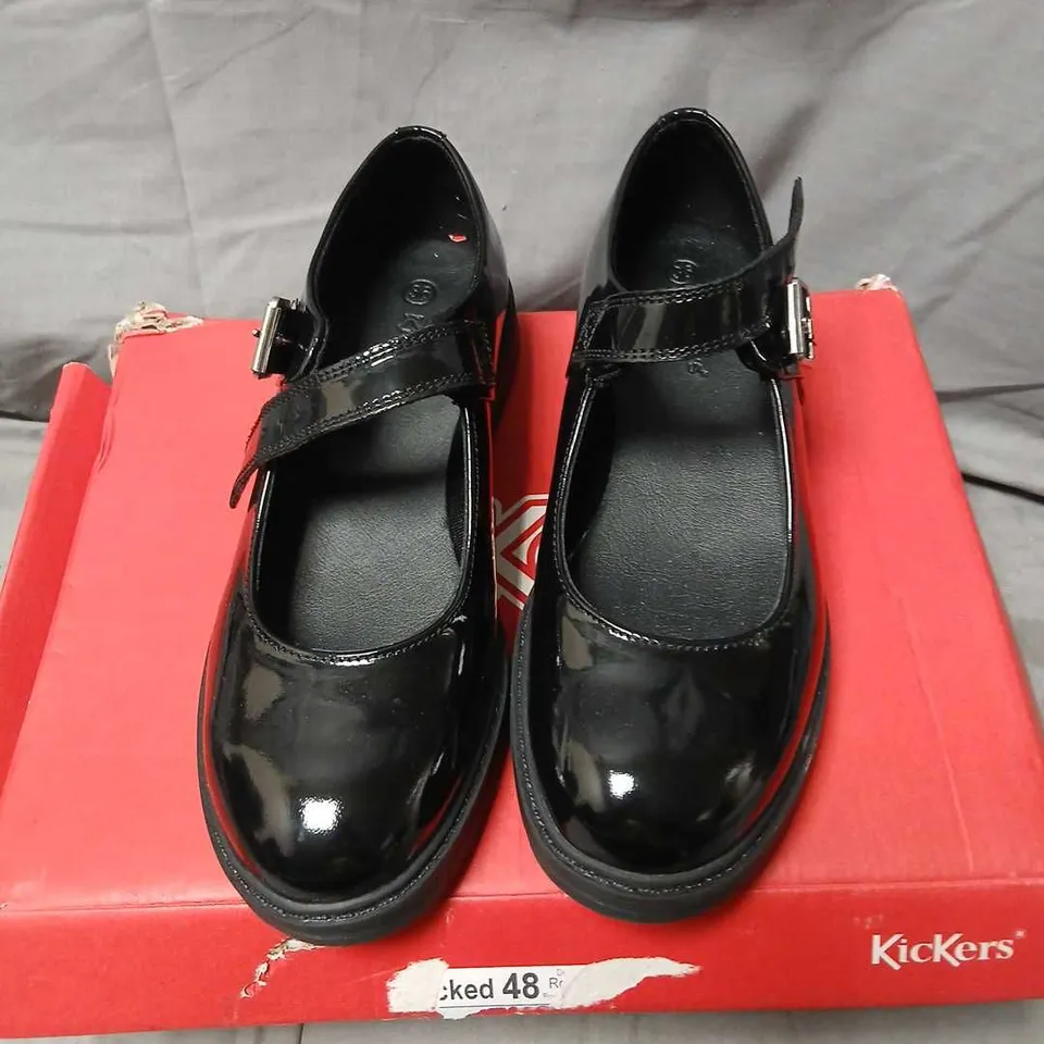 KICKERS FINLEY MJ PATENT BLACK MARY JANE SHOES – UK 3.5 (EU 36)
