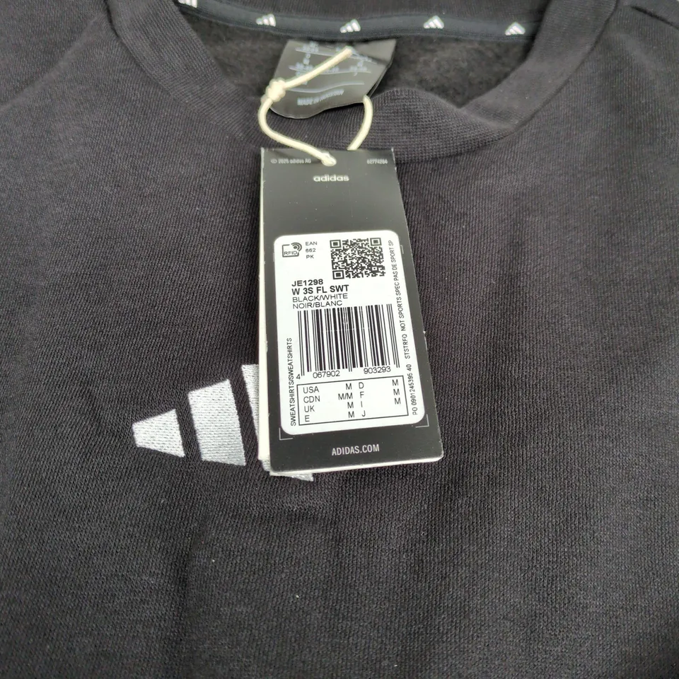 ADIDAS BLACK/WHITE SWEATSHIRT MEDIUM WITH TAGS