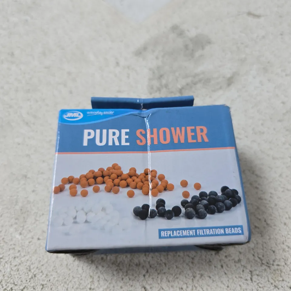 BOX OF APPROXIMATELY 20 ASSORTED ITEMS INCLUDING PURE SHOWER IONIC SHOWER HEAD , PURE SHOWER REPLACEMENT BEADS AND NUYOU MAKE UP FLIP LENS GLASSES