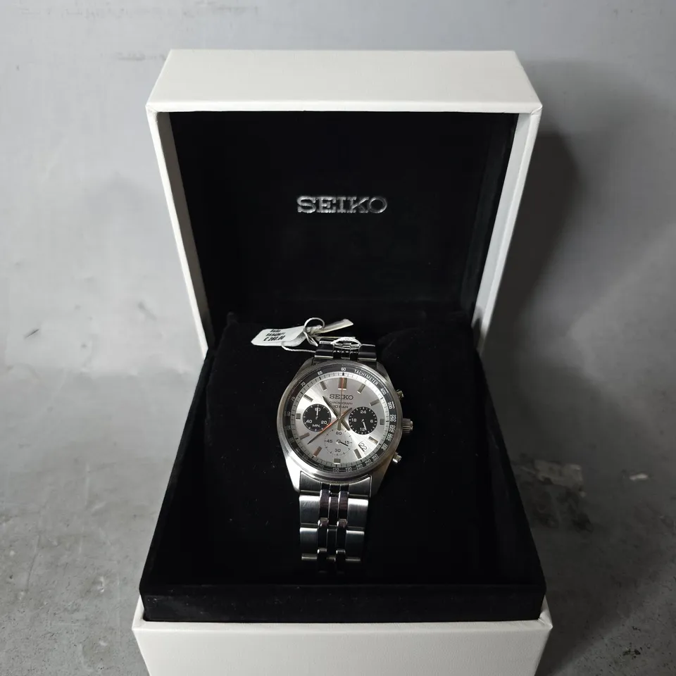 BOXED SEIKO CONCEPTUAL CHRONOGRAPH STAINLESS STEEL STRAP MEN’S WATCH