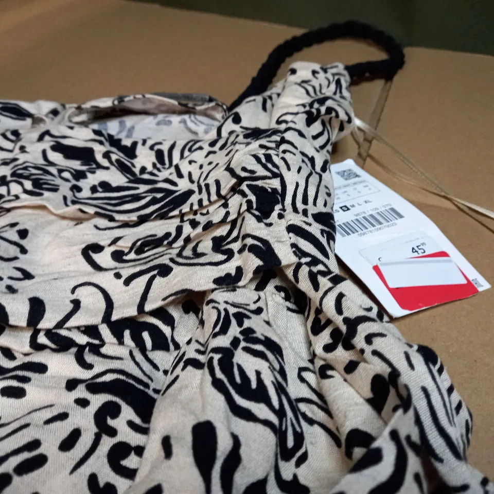 ZARA OATMEAL/BLACK PRINT PLAYSUIT - SMALL