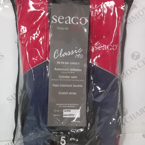 SEAGO CLASSIC 190 BS EN ISO 12402-3 LIFEJACKET