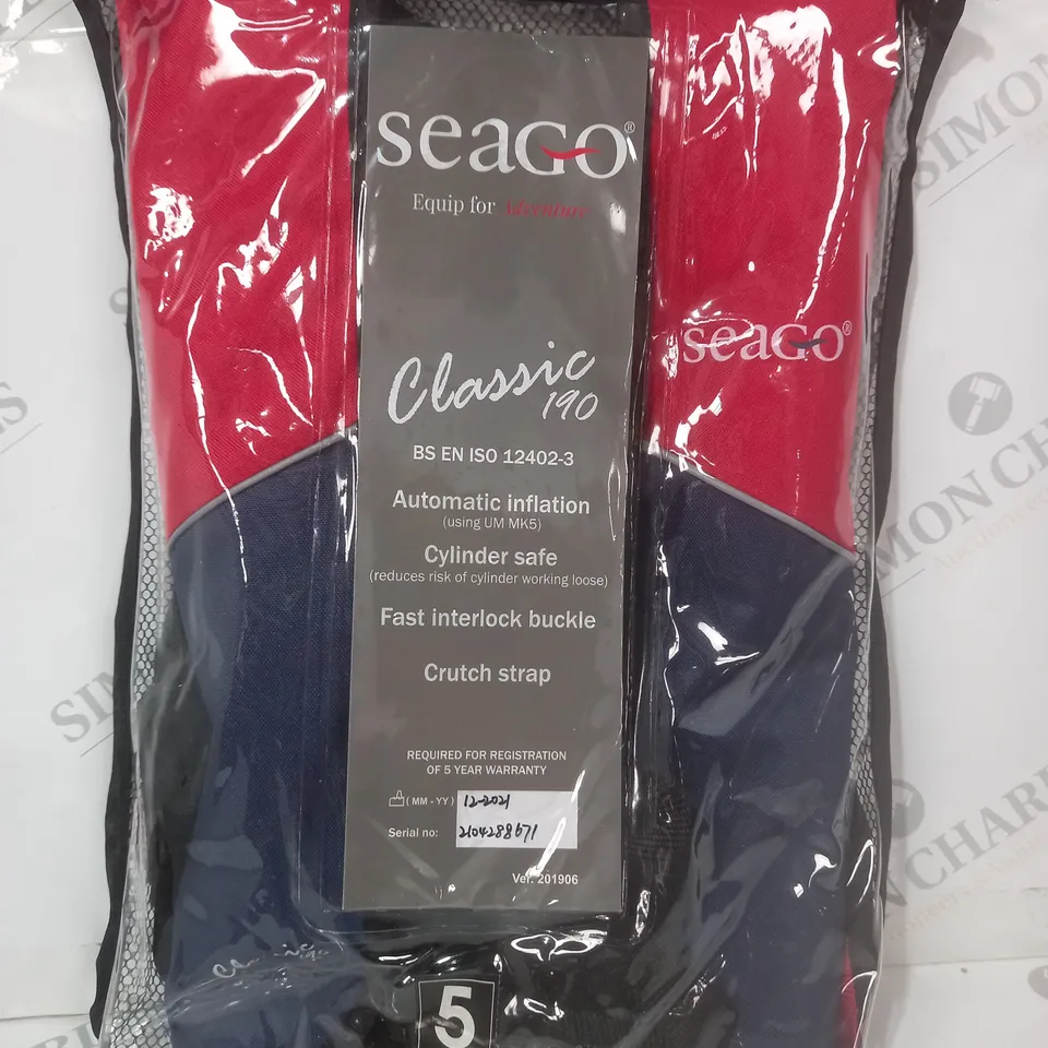 SEAGO CLASSIC 190 BS EN ISO 12402-3 LIFEJACKET