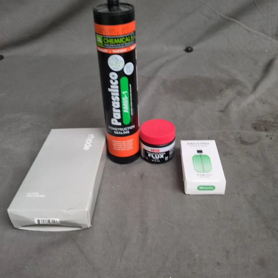 APPROXIMATELY 15 ASSORTED HOUSEHOLD ITEMS TO INCLUDE RHODE LIP CASE, REGULAR SOLDERING FLUX PASTE AND ESSENTIAL OIL