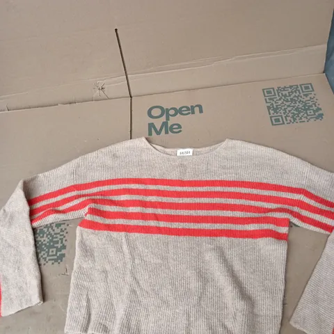 HUSH BEIGE KNIT SWEATER WITH RED STRIPES – WOMEN'S CLOTHING