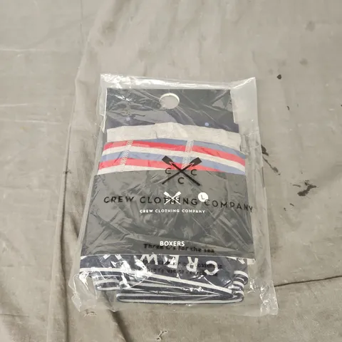 CREW CLOTHING COMPANY 3 PACK BOXERS IN NAVY/GREY/RED SIZE L
