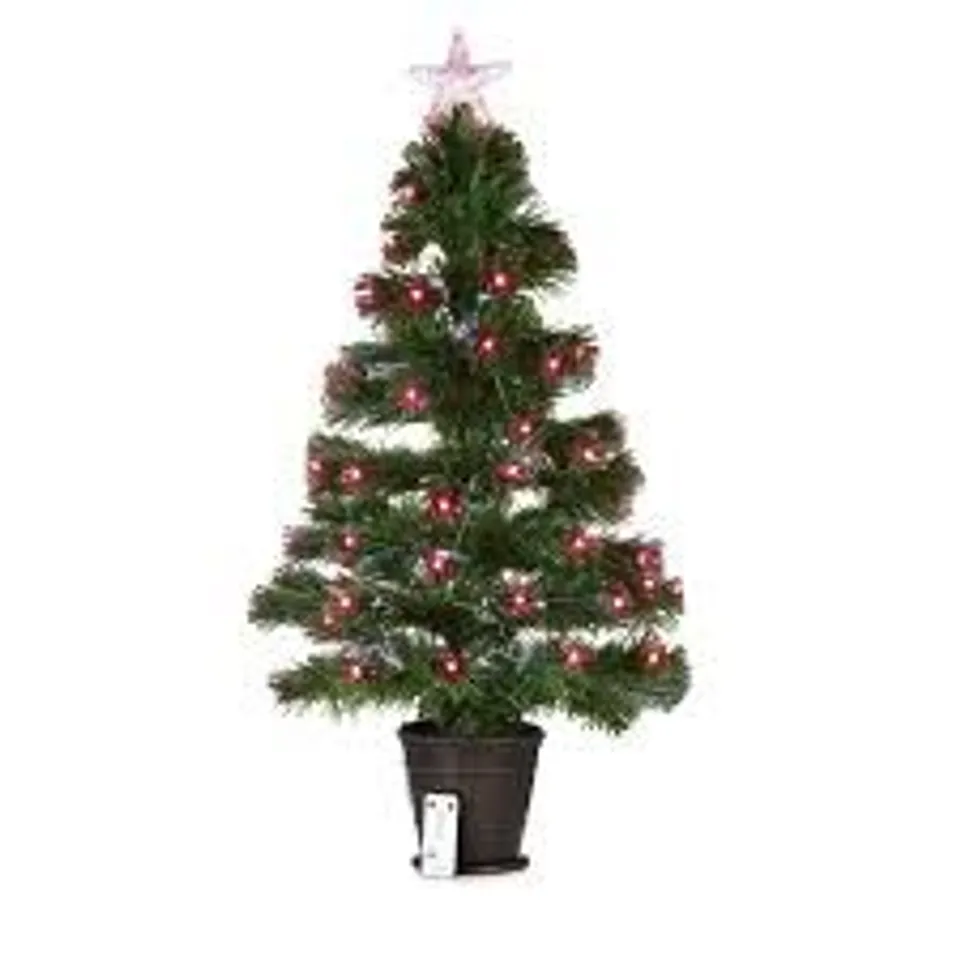 FESTIVE FIBRE OPTIC CHRISTMAS TREE WITH REMOTE CONTROL
