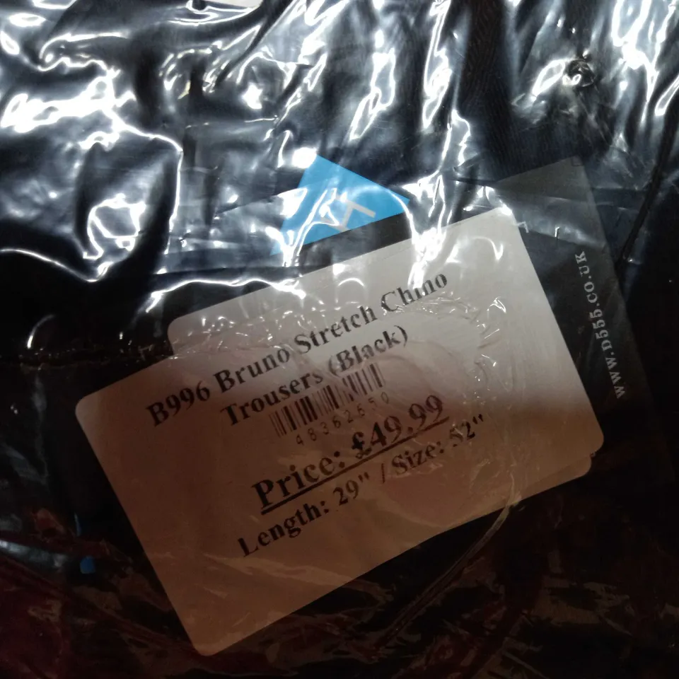 PACKAGED BLACK STRETCH CHINO - W52/L29