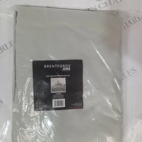 BRENTFORDS BY OHS SAGE GREEN MICROFIBRE DUVET SET - DOUBLE
