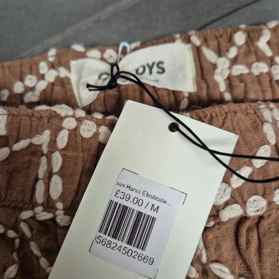 GANDYS MEN'S BROWN PRINTED SHORTS – ELASTIC WAIST, SIZE M 