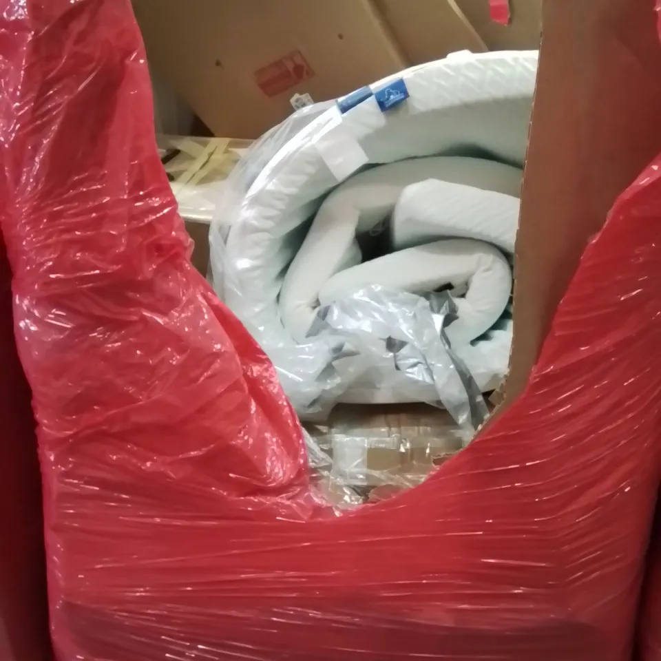 PALLET CONTAINING VARIOUS ASSORTED BOXED HOUSEHOLD ITEMS TO INCLUDE: CAMPING CHAIR, MATTRESS TOPPER, WALL MIRRORS AND LOTS MORE UNMARKED BOXED ITEMS 